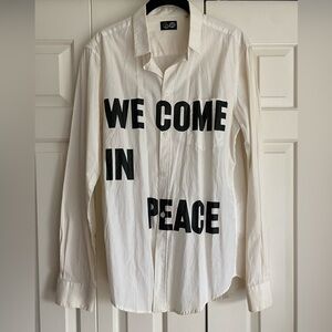 Cheap Monday We Come in Peace White Button Down shirt as worn by Thom Yorke